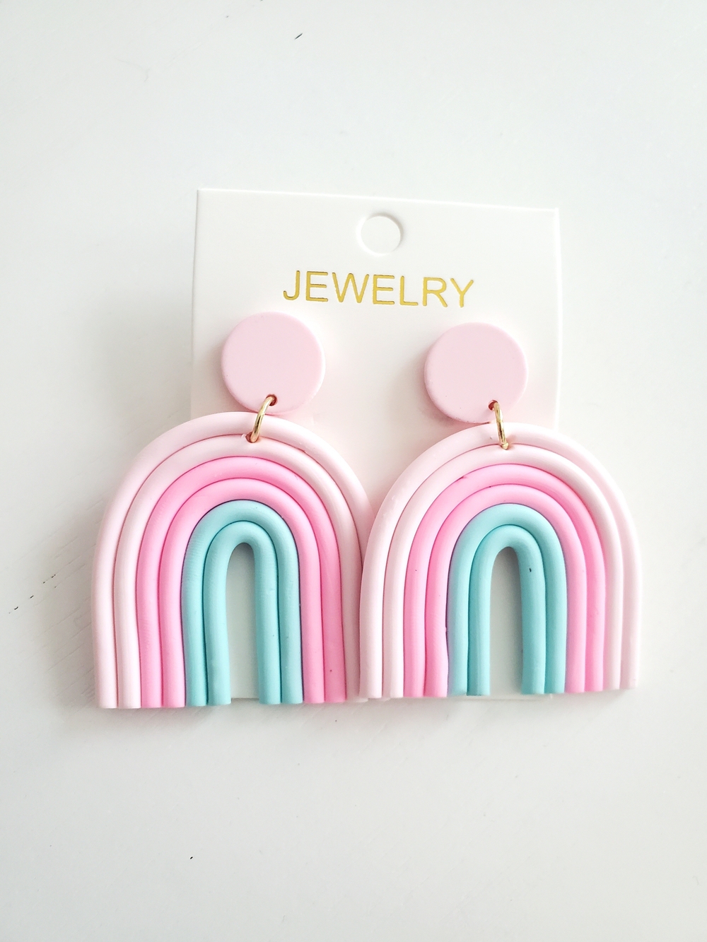 Pastel Rainbow Arch Earrings - Pink & Mint